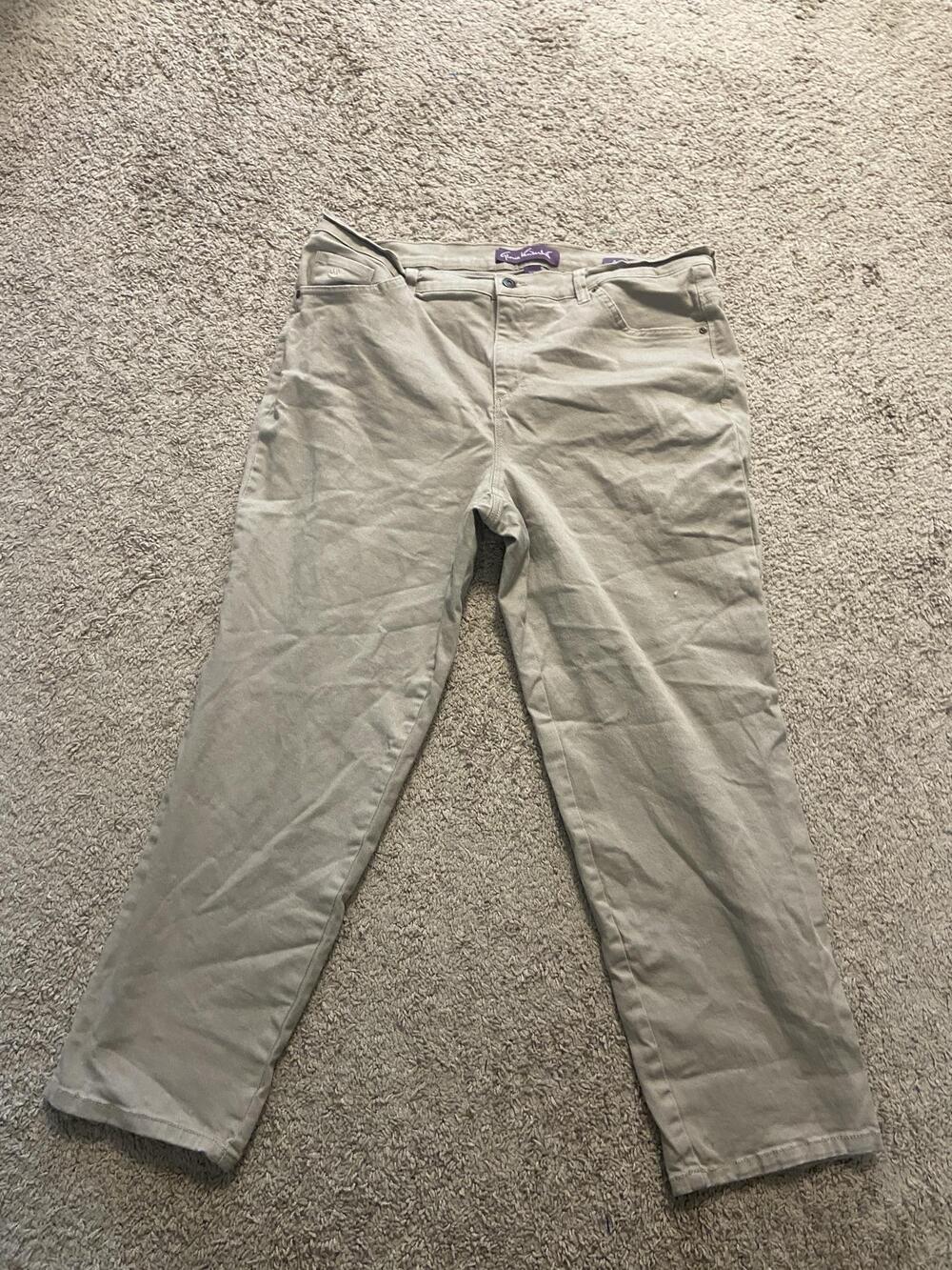 Gloria Vanderbilt Jeans Womens 18W Beige Amanda High Rise Tapered Denim Pants